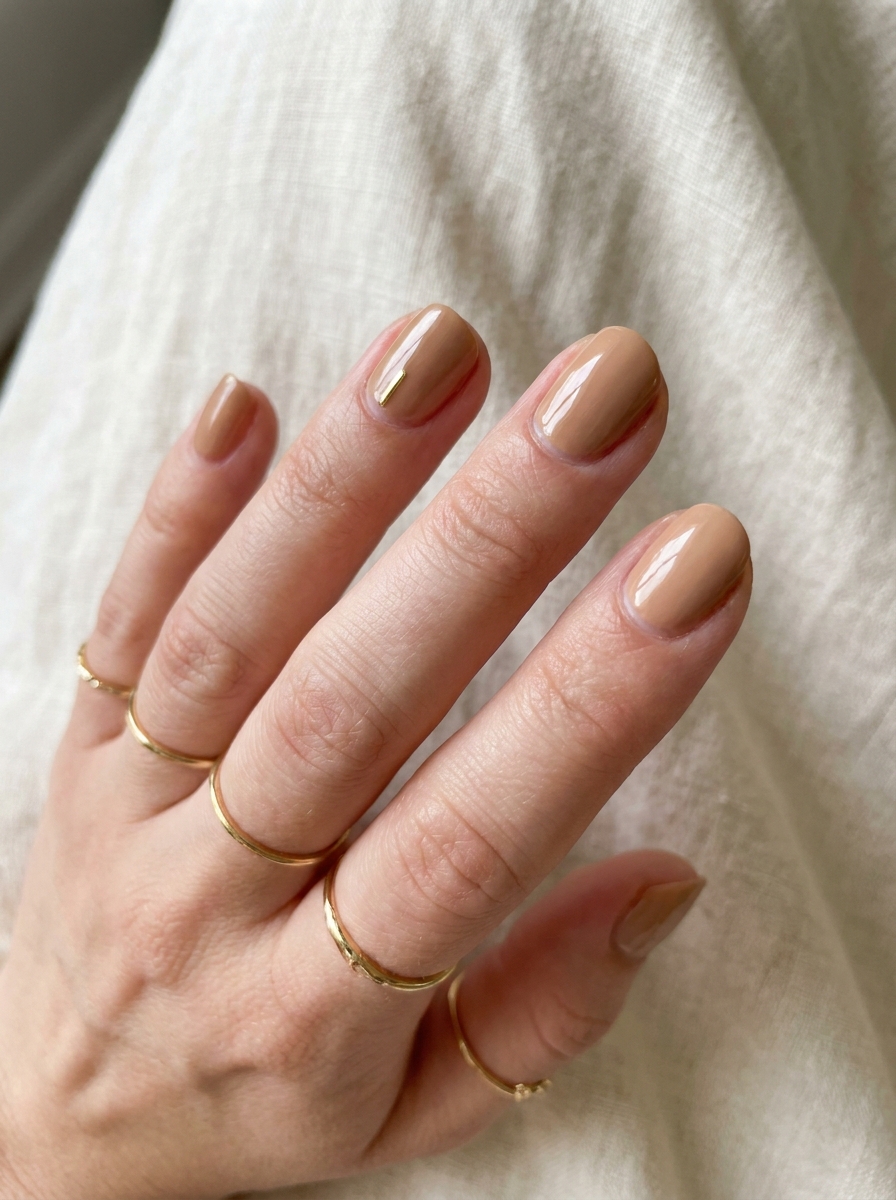 Nude Urlaub Nägel mit Gold Detail als Nägel Inspiration Urlaub Inspiration 2026